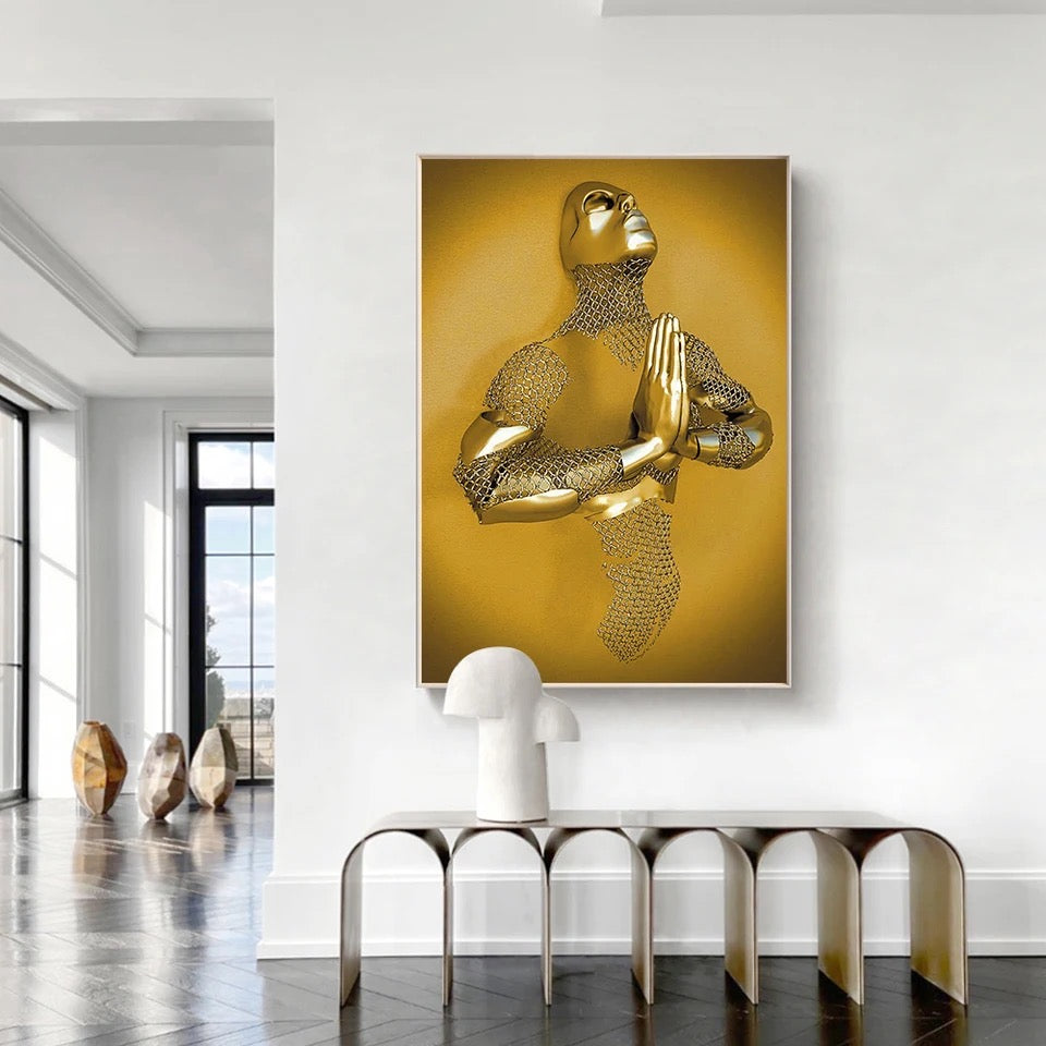 MODERN ART STATUE GOLD 3D