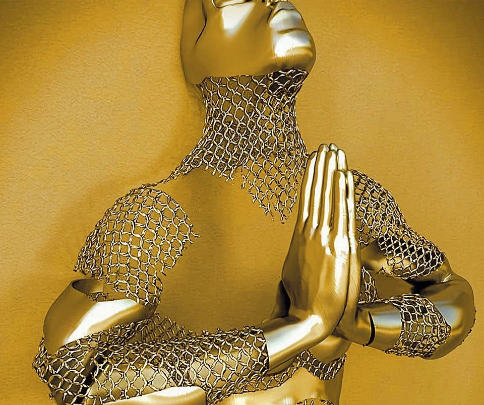 MODERN ART STATUE GOLD 3D