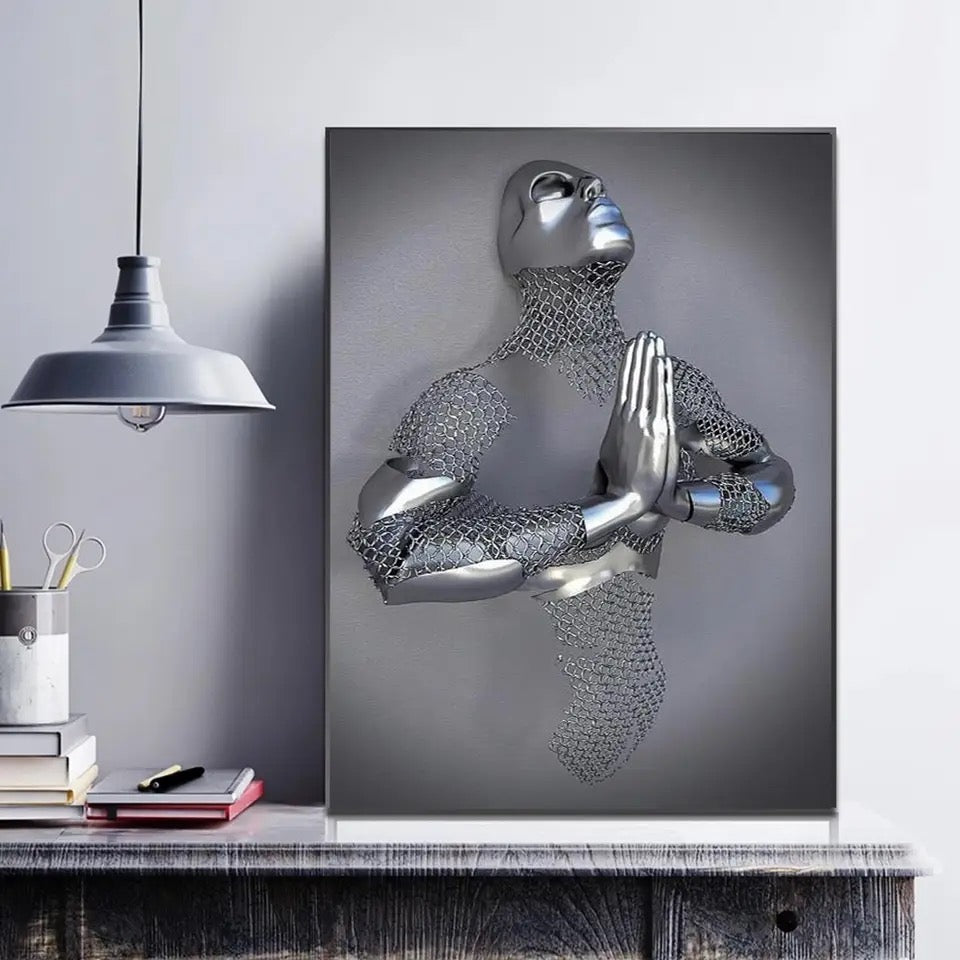 MODERN ART STATUE SILVER 3D