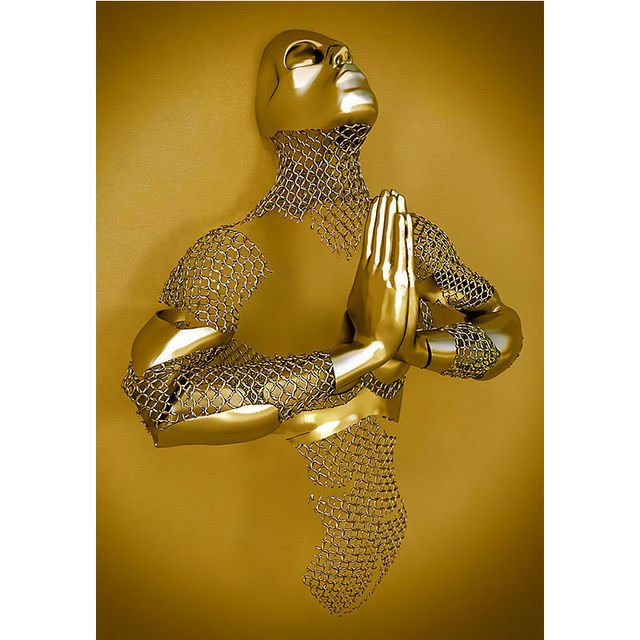 MODERN ART STATUE GOLD 3D