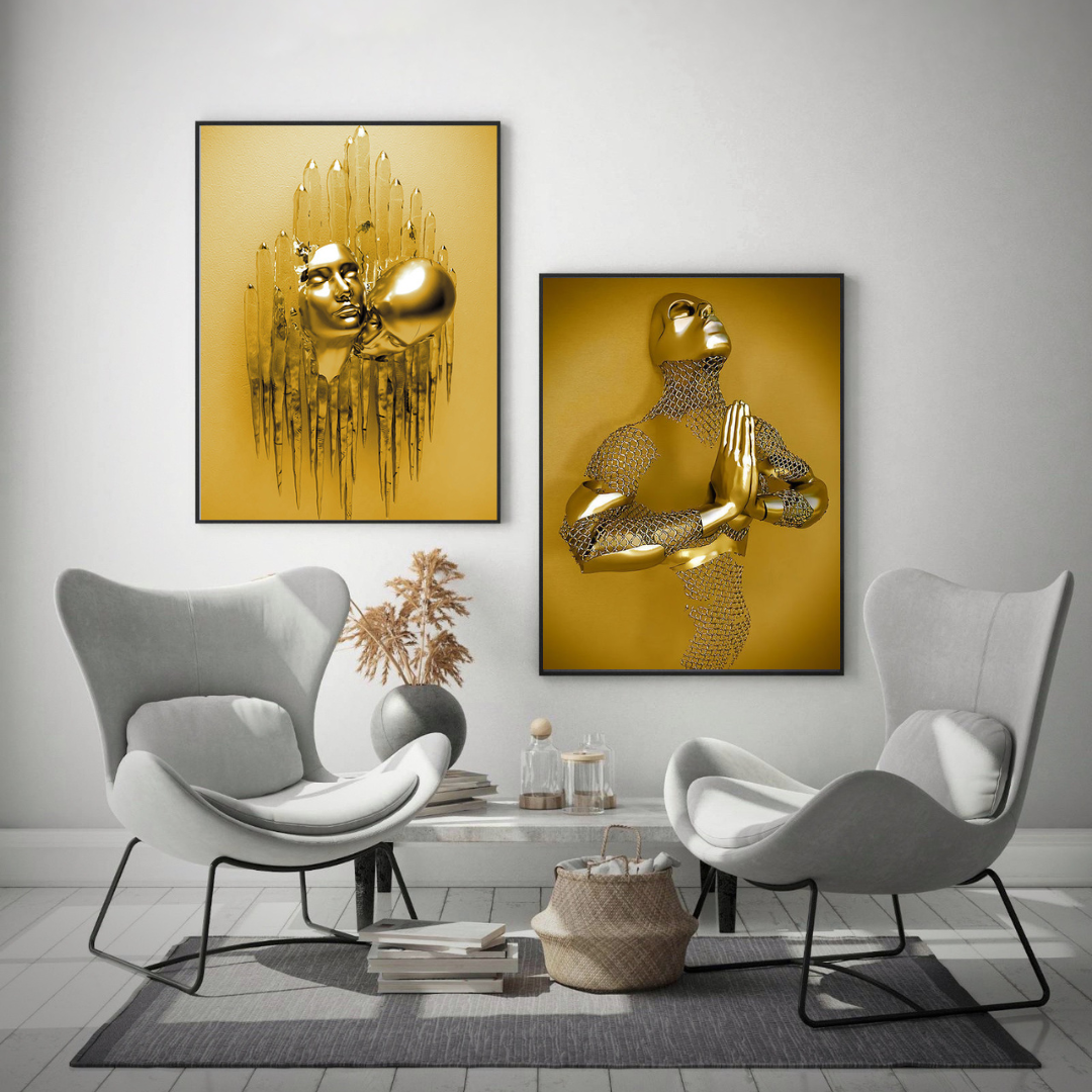 MODERN ART STATUE GOLD 3D