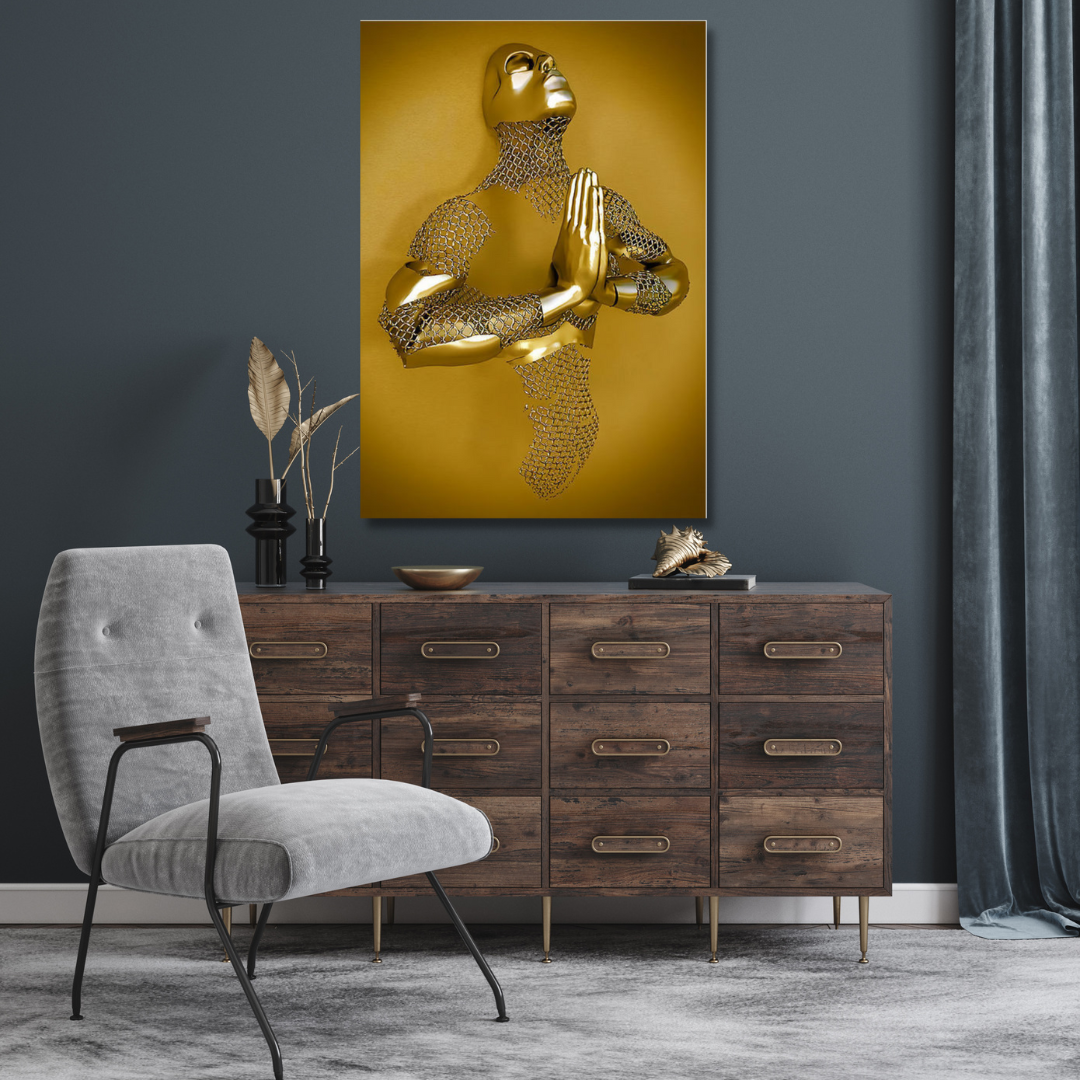 MODERN ART STATUE GOLD 3D